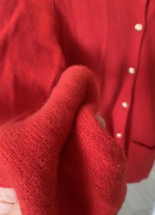 Роскошный красный кардиган 100% меринос шерсть красного цвета4 фото