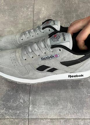 Топ ❗️ замшевые кроссовки reebok classic leather light silver2 фото