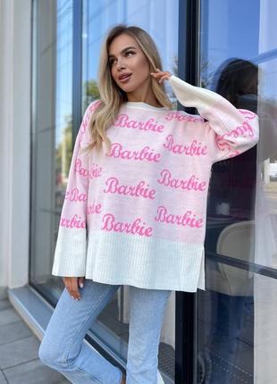 Свитер-туника с надписью barbie турция5 фото