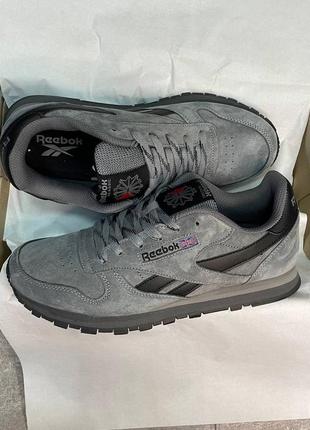 Топ ❗️ замшеві кросівки reebok classic leather silver black