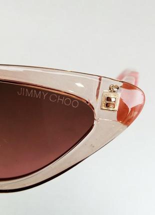 Jimmy choo очки женские солнцезащитные узкие кошечки в бежевой прозрачной оправе8 фото