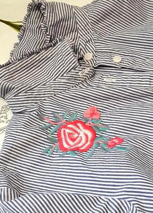 Стильна натуральна блуза в смужку з вишивкою від george3 фото