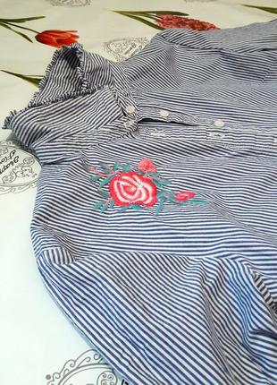 Стильная натуральная блуза в полоску с вышивкой от george7 фото