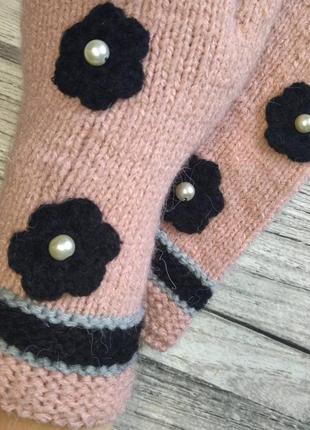 Вязаные женски митенки - перчатки без пальцев - митенки спицами - подарки для девушки...
