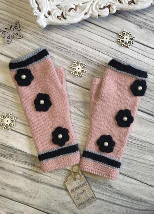 Вязаные женски митенки - перчатки без пальцев - митенки спицами - подарки для девушки...