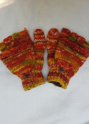 Теплі рукавиці мітенки з вовни5 фото