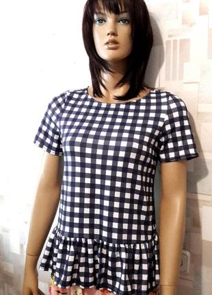 Стильная футболка блуза в клетку с баской от select1 фото