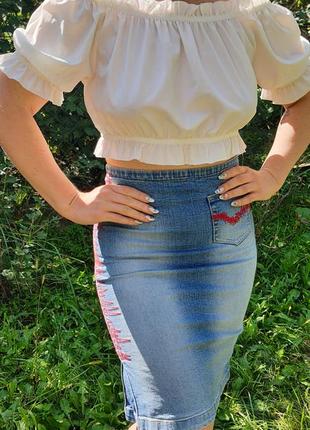 Винтажная юбка dolce&amp;gabbana оригинал, джинсовая юбка, юбка карандаш2 фото
