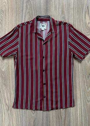 Мужская приятная к телу рубашка гавайка в полоску pull and bear