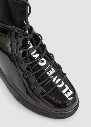 Туфли-снекерсы женские лаковые цвет черный3 фото