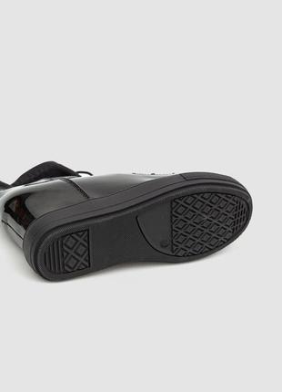 Туфли-снекерсы женские лаковые цвет черный5 фото