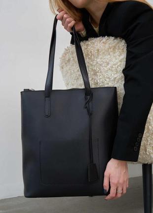 Женская сумка-шоппер ,вместительная молодежная женская черная сумка из эко-кожи венди