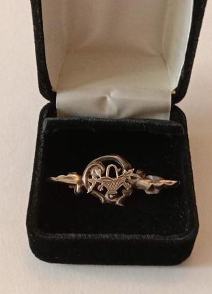 Антикварная серебряная брошь брошка серебро англия