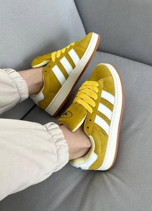 Женские кроссовки горчичные adidas campus9 фото