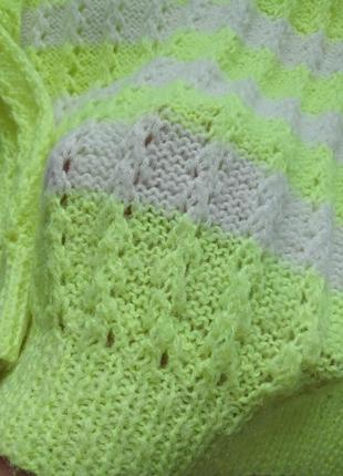 Яркий неоновый джемпер, салатовый свитерик ручной работы, укороченный вязаный яркий свитерик3 фото