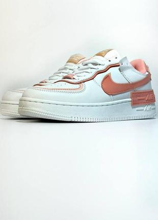 Кроссовки женские nike air force shadow осенние, найк аир форс шедоу, найки шадоу кожаные, розовые эир форс2 фото