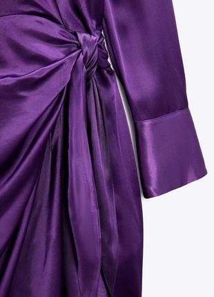 Изысканное сатиновое платье zara на запах6 фото