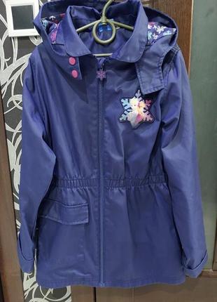 Демисезонная куртка с эльзой и анной  disney темно синяя 10-12 лет9 фото