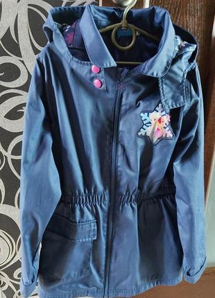 Демисезонная куртка с эльзой и анной  disney темно синяя 10-12 лет4 фото