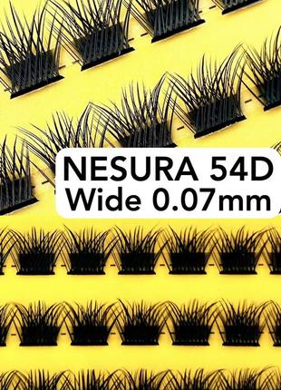 Пучкові накладні вії nesura wide 54d вигин c несура широкі пучки