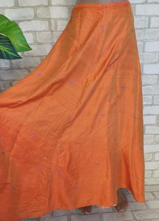 Новая длинная юбка/юбка в пол со 100 % шелка в цвете оранж, размер хс-с5 фото