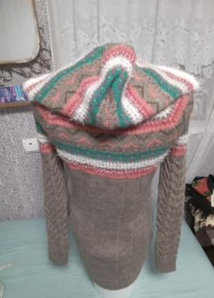 Новое вязаное платье, или туника, с капюшоном,размер прибл.xs-m2 фото
