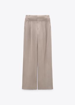 Широкие брюки, кюлоты с двойным поясом zara, размер l4 фото