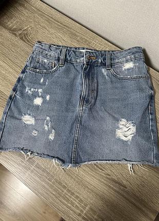 Джинсовая мини юбка zara