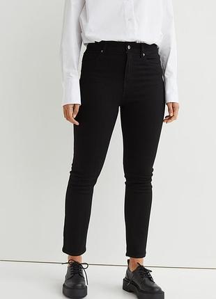 Узкие джинсы с высокими лодыжками h&m slim high ankle jeans черные базовые женские джинсы