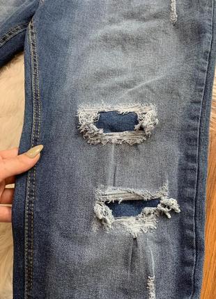 Мужские рваные джинсы стрейч зауженные6 фото