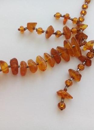 Колье (бусы), янтарь натуральный ,стекло, винтажные ссср, 60-е оды