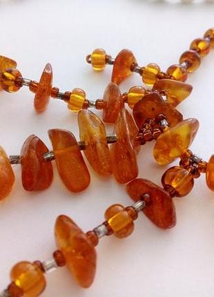 Колье (бусы), янтарь натуральный ,стекло, винтажные ссср, 60-е оды