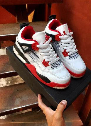 Кросівки nike air jordan 4 •white|black|red•