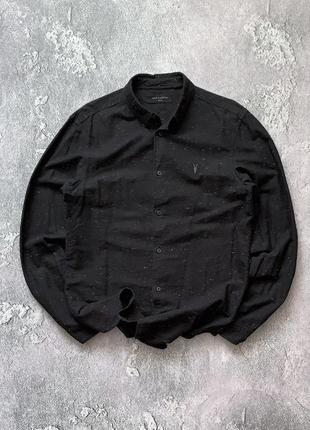 Allsaints s черная рубашка в белую точку фланель фланелька овершот