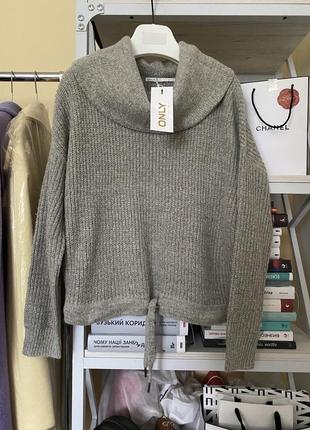 Очень теплый свитер с хомутом джемпер вязаный зимний кофта only1 фото