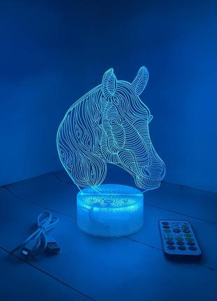 3d лампа красивая лошадь, подарок для любителей верховой езды, светильник или ночник, 7 цветов и пульт