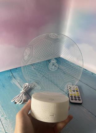 3d-лампа м'яч із емблемою фк реал мадрид, подарунок для футболістів, світильник або нічник, 7 кольорів і пульт8 фото