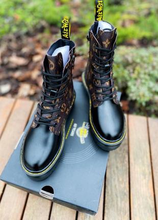 Dr.martens jadon patent black fur4 фото