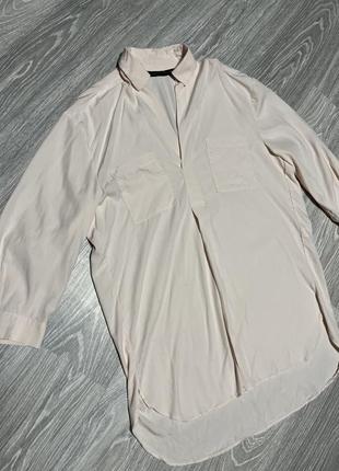 Длинный оверсайз объемная блуза рубашка zara