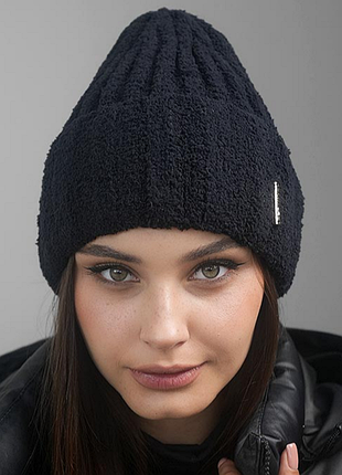 Шапка вязаная женская черный лерида