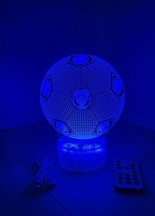 3d-лампа мяч с эмблемой манчестер сити, подарок для фанатов футбола, светильник или ночник, 7 цветов и пульт3 фото