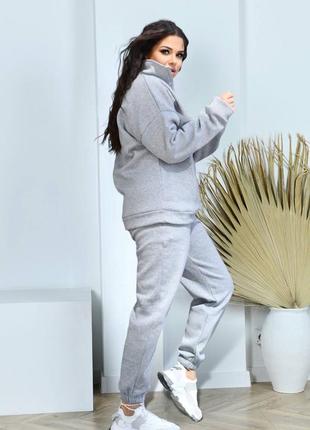 Женский прогулочный спортивный костюм, джемпер и спортивные штаны на флисе, батал9 фото