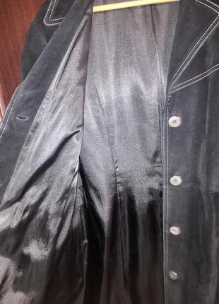 Натуральное пальто (замш) колы черный3 фото