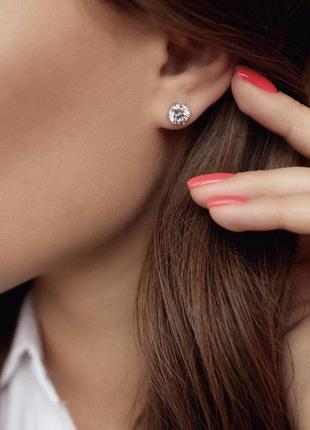 Серьги с фианитами гвоздик