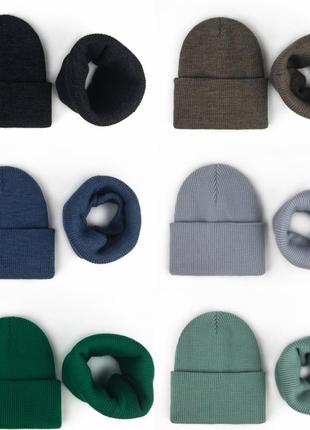 Комплект на флисе в рубчик . шапка с флисом в рубчик и хомут. зимний комплект шапка и хомут в рубчик