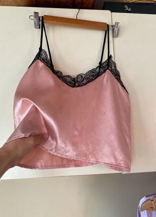Топ атласний, топ рожевий, майка рожева