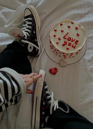 💋converse all star chuck taylor 70 embroidered lips кеди чорного кольору з губками женские кеды конверс с поцелуйчиками черного цвета