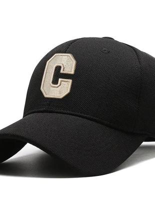 Бейсболка с кепка чорна унісекс універсальна лого вишите