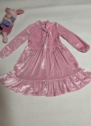 Платье платье велюр розовое 5-6 лет3 фото