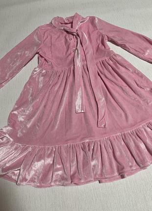 Платье платье велюр розовое 5-6 лет5 фото